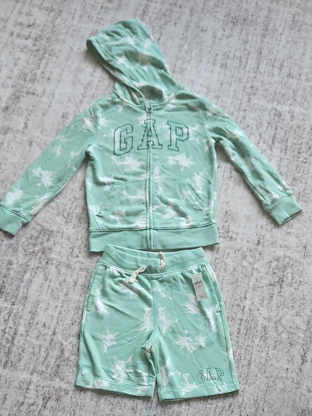 GAP Kids Mint Tie-Dye Hoodie & Shorts Pajama Set
